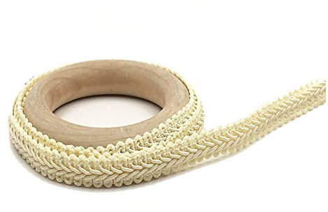 Yurosiay 25m x 1.2cm Bunt Handgemachte Geflochtene Borten Vintage Gewebte Drehkordel Borte Beige