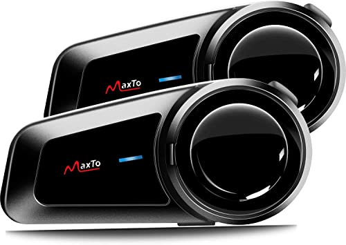 Spovii M2 Intercom Moto Duo Bluetooth 5.0 - Portée de 1000m pour Groupe de 6 Motards, Appairage Universel, Micro Rigide & Souple, Numérotation Vocale