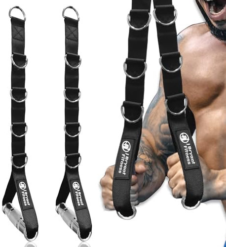 J Bryant Fitness Metallic Multi D-Ring Gym Handles Ultra-Durable Aluminum Alloy Grip Handles for Heavy-Duty Workout-Ideal for Pulley LAT Pull Down Systems, Black