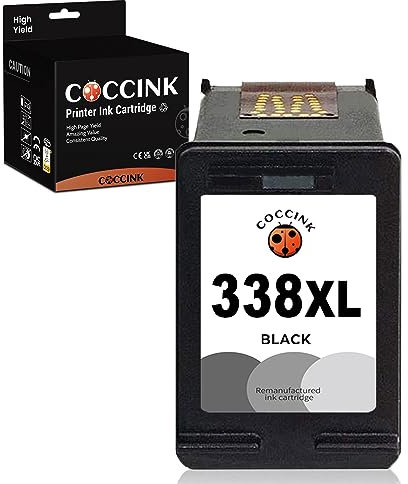 COCCINK 338XL (1 Schwarz) Wiederaufbereitete Druckerpatronen Ersatz für HP 338 XL für DeskJet 460 5740 6540 6620 6840 9800 Photosmart 2575 2610 2710 8150 8750 PSC 1610 2355 Drucker