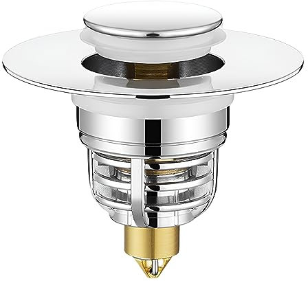 Waschbeckenstöpsel, FUYIOCN Universal Pop Up Abflusssieb, Messing Bounce Core Push-Type Abflussstopfen, Edelstahl Stöpsel Waschbecken, Universal Sink Stopper Ersatz für Bad und Küche für 33–42 mm