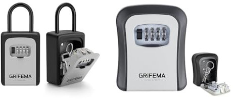 GRIFEMA GA1004 Caja de Seguridad para Llaves, Caja de Cerradura, Armarios de llaves con Gancho, Gris & GA1003-1 Caja de Seguridad para Llaves, Caja de Cerradura, Armarios de Llaves, Pared, Gris