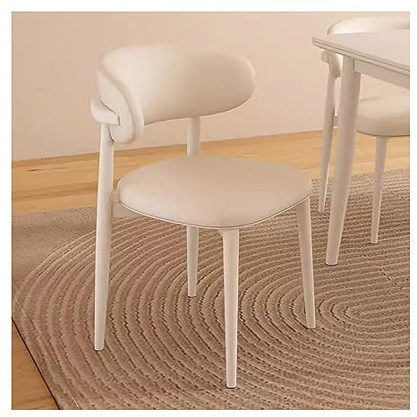 lirrebol Esszimmerstuhl aus Kunstleder für den Innenbereich, Bequeme Bauernstühle mit Holzbeinen, Moderne industrielle Polsterstühle für Zuhause, Bistro, Café, 1 Stück, Weiß