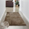 CARPETIA Weicher Teppich Hochflor Langflor Läufer klein Diele Garderobe Flur glänzend Dunkles Beige/Braun 80 x 150 cm