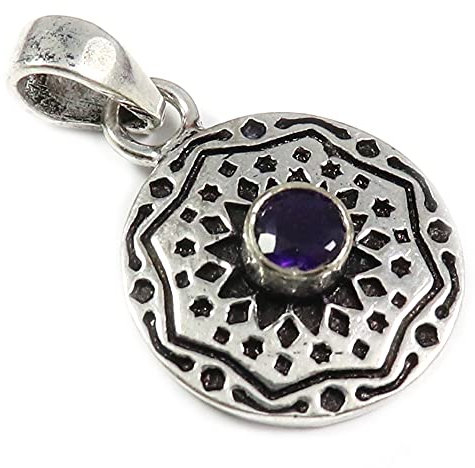 JEWELFORCE Silver Pendant 925 Sterling Silver Amethyst Gemstone Jewelry J-13M