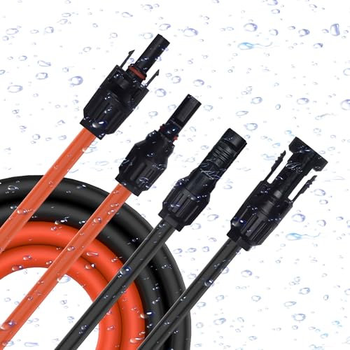 LIJEPNA Solarkabel 4mm²-Solarkabel Verlängerung 6mm²-Photovoltaik Verlängerungskabel 0.5m/1m/2m/3/4m/5m-IP68 Wasserdichter Stecker-Rot&Schwarz (4mm² Solarkabel (2X0.5m))