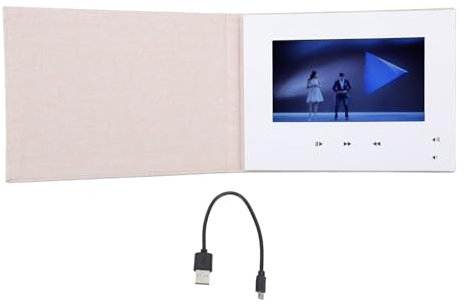 Syrisora-Grußkarte, Video-Grußkarte, 7-Zoll-Videobroschüre, Elektronische Grußkarte mit LCD-Bildschirm Geburtstagsgeschenke, Hartpapier, Leinenstoff-Stil, 2 GB Speicherversion