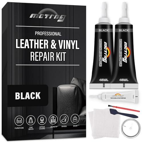 Kit de réparation en Cuir Noir pour intérieur de Voiture, kit de réparation de siège en Cuir pour Voitures, répare Facilement Meubles, Vestes, chaises, canapés et Sacs à Main, restaure Les Faux,