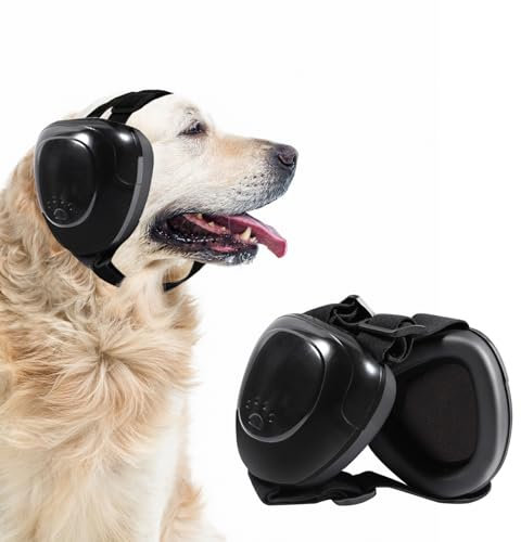 KOPBTBOY Ohrenschützer für Hunde, Gehörschutz für Hunde, Einstellbar Hunde Geräuschreduzierung Ohrenschützer, Schalldämmung und Geräuschreduzierung Gehörschutz für Hunde (schwarz, M)