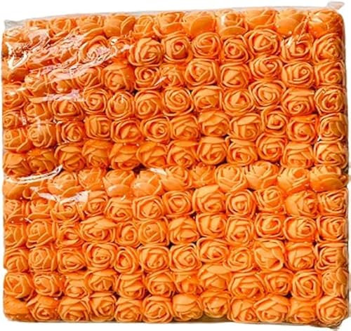 Witty Cuties Lot de 144 roses oranges artificielles en mousse pour loisirs créatifs, décoration de bouquets de mariage, fête prénuptiale, décoration de fleurs