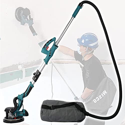 Ponceuse pour cloisons sèches, Ponceuse Murale électrique 1800 W avec Tuyau à poussière, système d'aspiration Automatique, 5 Vitesses Variables, poignée Extensible en Aluminium, lumière LED, Sac de