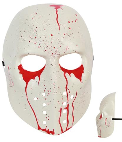 Fries Halbmaske Horror mit Blut für Halloween, Party oder Event