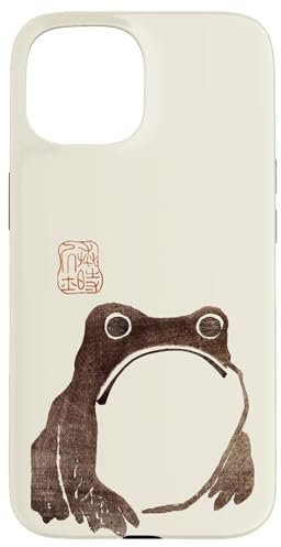 Grumpy Japanese Frog Cute Cottagecore Frogie Case for iPhone 15