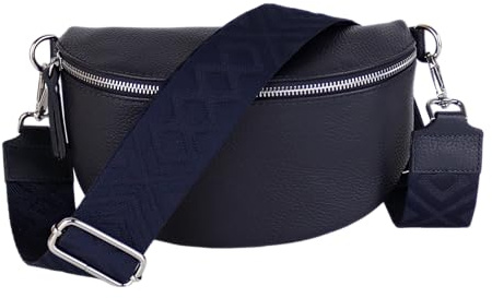 MIRROSI® Bauchtasche Damen, Echtleder, Made in Italy, Umhängetasche, Brusttasche, Crossbody Bag (1 Tasche & 2 Gurte)
