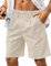 HMIYA Kurze Hosen Herren Leinen Shorts Leichte Bermuda Sommershorts Atmungsaktiv Leinenhose Kurz mit Taschen(Beige,EU-L)