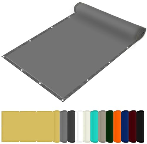 Sonnensegel mit Öse 150 x 450 cm Wasserdicht Quadratisch Sonnensegel Balkon Uv-Schutz-Polyestergewebe mit Seil Schattenspender für Patio Außenbereich Und Camping, Hellgrau