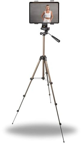 TronicXL Kamerastativ Tablet Stativ Ständer 105cm für Tablets 7-10 Zoll kompatibel mit iPad mini Air 1 2 Samsung Android Kamera Tripod Dreibein mit Panoramakopf und Wasserwaage