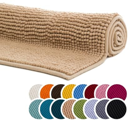 liebling Badematte 50x70 cm, Badezimmerteppich, Marone Braun, Serie Chile | Rutschfest, Badteppich, Badvorleger, Duschvorleger, Badezimmermatte 50 x 70 cm, WC Deko, OEKO-TEX, Waschbar bis 30 Grad