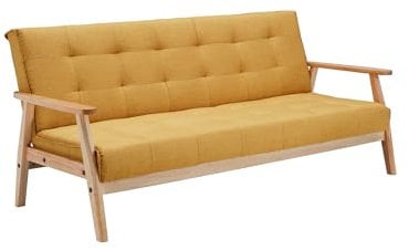 Dynamic24 Schlafsofa senfgelb Schlafcouch Sofa Couch Schlaffunktion Gästebett Gästesofa
