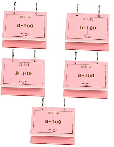 HOODANCOS 5 Stück 2023 100-Tage-Countdown Countdown-Zeitplan- Babykalender Schreibtischkalender Countdown- verdicken Staffelei Tagesplaner Papier Rosa