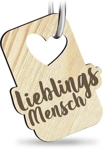 Lieblingsmensch Schlüsselanhänger handgemacht aus Holz, Glücksbringer, Schlüssel Anhänger für beste Freundin, Partner Geschenk, Geschenk für Sie, Herzensmensch Geschenk