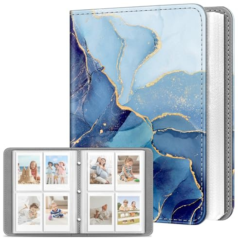 FINTIE Album Photo pour Photos 2 x 3 Pouces (5.4 x 8.6 cm), 256 Photos | Album Photo Pochette pour Instax Mini Se/12/11/40/99/90/EVO, Polaroid Hi-Print etc, Marbre Océan