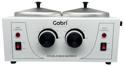 Gabri Waxing Kit Wax Heater Warmer with Temperature Control, Single or Double Wax Pot for Hair Removal, Digital Wax Machine for Women and Men, Ideal for Home, Barber, Salon Use (Double Pot White)