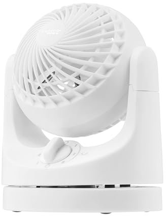 IRIS USA WOOZOO Desk Fan, Oscillating Table Air Circulator, 3 Speed, Max Air Distance 9.8m, 112° Tilt, 27.5dB Low Noise Motor, Small
