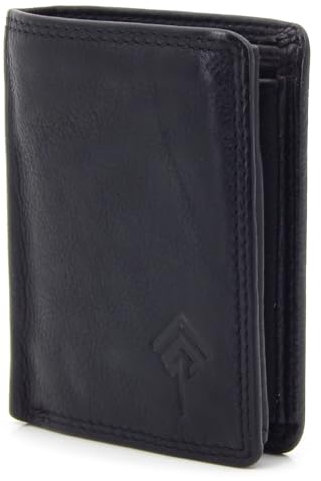 JOREY Slim Wallet Herren aus Echtleder – kleine Geldbörse im Hochformat mit RFID-Schutz – Geldbeutel kompakt aus Wasch-Leder (Schwarz)