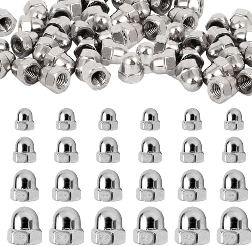 Sctmda Hutmuttern Edelstahl M4 M5 M6 M8 70 Stück Hutmuttern DIN 1587 Sechskant Hutmuttern Edelstahl Kappenmuttern A2 V2A Sechskant Hutmuttern Edelstahl Hutmuttern für Schrauben Gewindebolzen