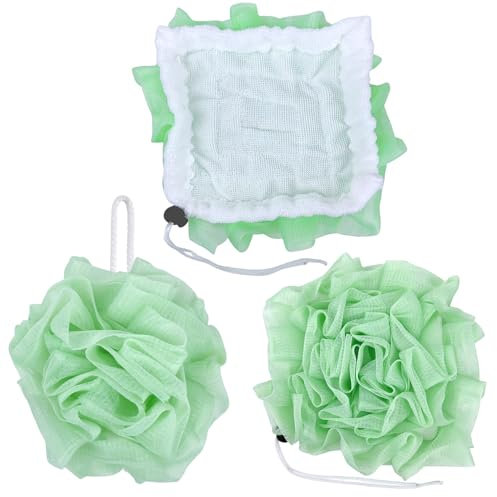 Esponja de baño 2 en 1, esponja de ducha, esponja de baño, esponja de baño, esponjas para el cuerpo para usar en la ducha para hombres y mujeres, suministros de baño (verde)