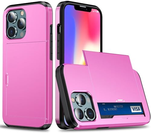 xinyunew Coque Portefeuille pour iPhone 11 Pro avec Porte-Cartes, Étui de Protection Téléphone Double Couche Antichoc, Fente Cachée Coulissante, Antichoc TPU+PC Housse Portefeuille - Rose