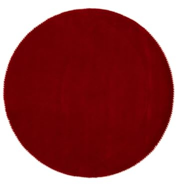 carpetfine handgefertigter Wollteppich Gabbeh Lola Rund Rot Ø 200 cm Weich, Hochwertig, Zeitlos | Runder Teppich für Gemütlichkeit & Eleganz im Wohnzimmer, Schlafzimmer und Diele