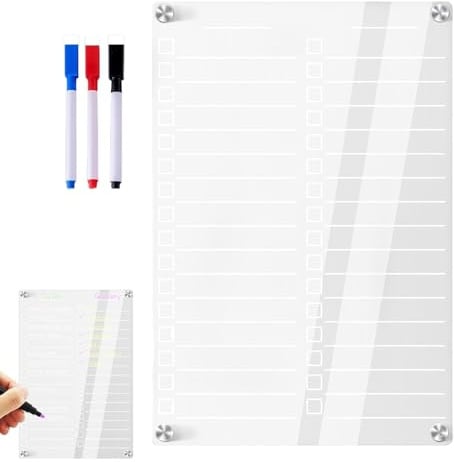 Acryl-Speiseplaner, magnetische, trocken abwischbare Acryltafel für den Kühlschrank | Klare Planertafel für Kühlschrank,Acryl-Mahlzeitenplaner, Kalender, Magnettafel für Aufgabentabelle, To-Do-Liste