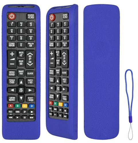 Custodia Telecomando in Silicone Compatibile Con Samsung BN5901175N BN5901268D AA5900786A BN5901175Q BN5901175P BN5901189A BN5901315B TV Telecomando Copertura Protettiva Antiurto Con un Cordino(Blu)