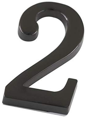 Moderne Hausnummer, 1 Stück, 50 mm, schwarze Legierung, selbstklebender Aufkleber, Hotel-Haustor, digitale Hausnummer, 0/1/2/3/4/5/6/7/8/9# Türschild-Nummer, (Nr. 3372)(Number 2)