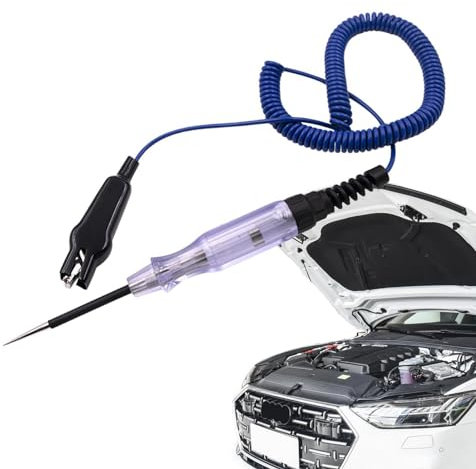 Gihioue Lampe de test 12 V, testeur de fusible automobile, tension lumineuse de test haute performance 6-24 V, outil électrique avec sonde de fil à ressort prolongée broche de sécurité pour voiture