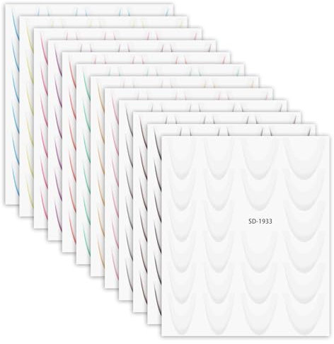 Lnngub 12 Blätter French Tip Nail Sticker, 12 Farben Farbverlauf French Line Nagelsticker Selbstklebende French Nagelsticker für Nageldesign, DIY Nageldekoration, Nagelzubehör