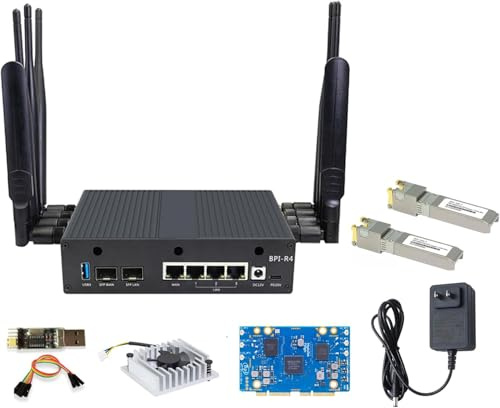 Banana Pi BPI-R4 WiFi 7 Router Board OpenWRT - DDR4 4GB/8GB RAM-MediaTek MT7988A (Filogic 880) SoC, 4G/5G Wireless Router, 2X 10GbE SFP 4X GbE for NAS Smart Home Gateway (10G Copper Kit, DDR4 4GB)