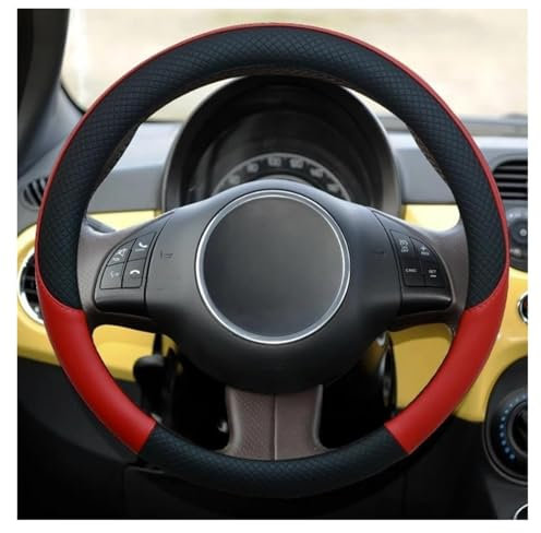 Auto Lenkradbezug Für Fiat 500 Für Nuova 500 500D 500F 500L 500R Autolenkradabdeckung Autozubehör(Red)