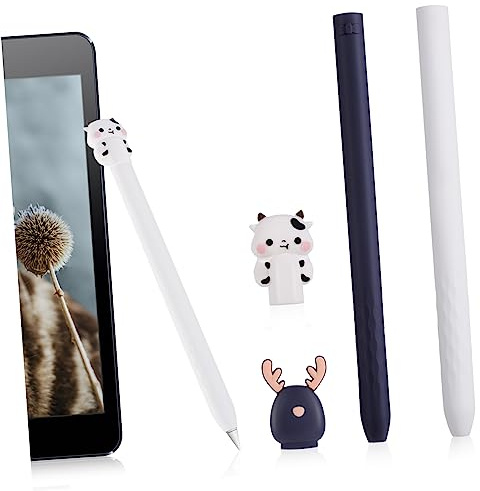 KOMBIUDA 2 Stück Silikon Stifthülle für Stylus 2 Generation rutschfest Cartoon Tiermotiv Kompatibel mit Apple Pencil Leicht und Schützend