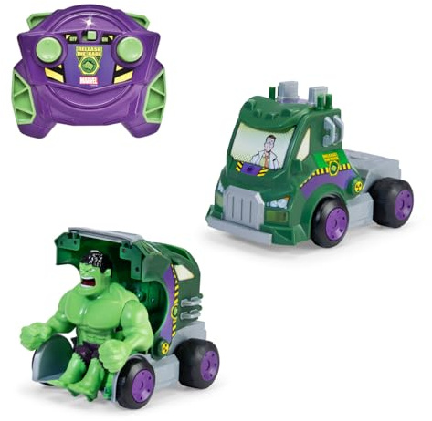 Jada Radio Control Hulk Smash-Up 1:24. Vehículo Teledirigido con Transformación de camión a Hulk. Sonido Real. Movimiento Total 2,4 GHz. Marvel Avengers. A Partir de 5 Años (203224000)