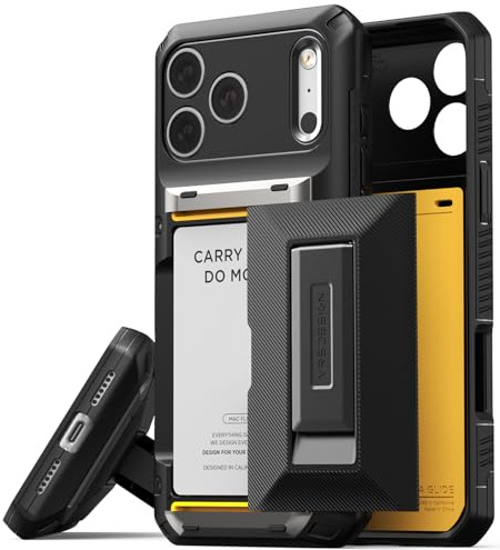 VRS DESIGN Damda Glide Hybrid-Schutzhülle für iPhone 17 Pro Max (2025), stabil, halbautomatisches Kartenschlitz, Brieftasche, 4 Kartenfächer, Ständer, entworfen für iPhone 17 Pro Max (2025