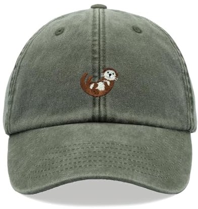 Otter On Back Baseball Cap Vintage Washed Unisex Dad Hat Adjustable