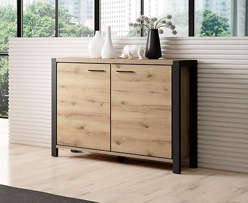 Arthauss Modern Aktiv 45 Sideboard Cabinet 112cm in Oak Taurus & Black Matt