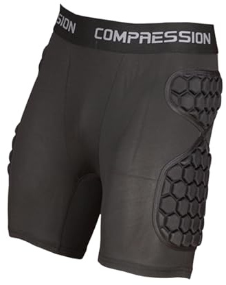 KiBcsLic Torwart Kompressionsshorts mit EVA Aufprallschutz Fußball Schutzhose mit Hexagonpolsterung Atmungsaktive Torwart Shorts Kompressions Schutzshorts für, Size M