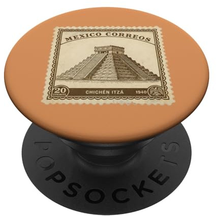 Chichen Itza Mexico 1940 Vintage Stempel Klassische Maya-Pyramide PopSockets Klebender PopGrip