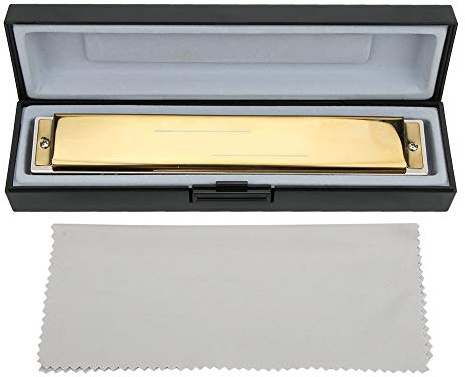 Jonlaki 24-Loch Tremolo Mundharmonika Gold E-Key Blasinstrument Als Musikalisches für Anfänger (B)