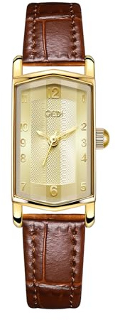 Zeruye Damen Gold Uhren Rechteckige Analog Quarz Armbanduhr Frauen Luxus kleine goldene Uhren für Damen mit Lederband
