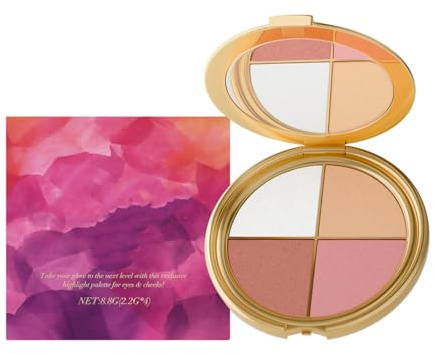 Skin Tint Palette - 4-in-1 Liquid Blush mit Pfirsich Rouge & Metallischem Highlighter, inspiriert von Rare Beauty für natürliche Schminke (#1, 30g)